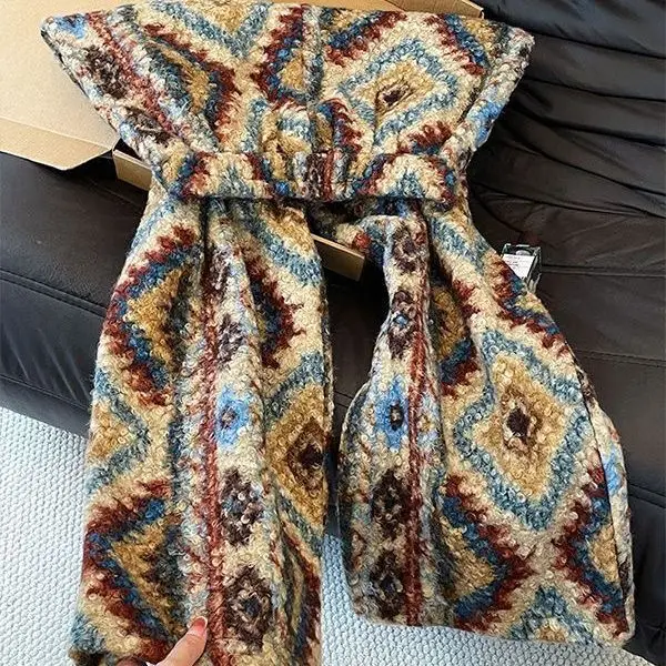 Lamb wool wide-leg pants women's pants autumn and winter temperament casual pants straight woolen wide-leg commuting thick