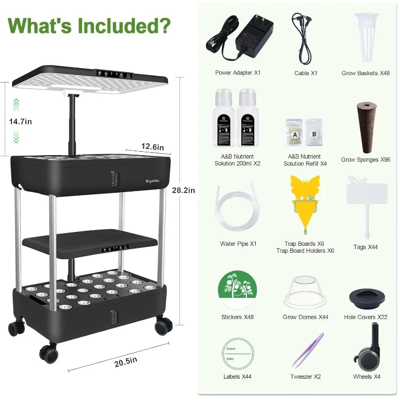 Hydroponics Growing System Indoor Garden 44 Pods Herbs Garden Kit Indoor,LED Grow Light  Harvest Vegetable Lettuce Home Kitchen