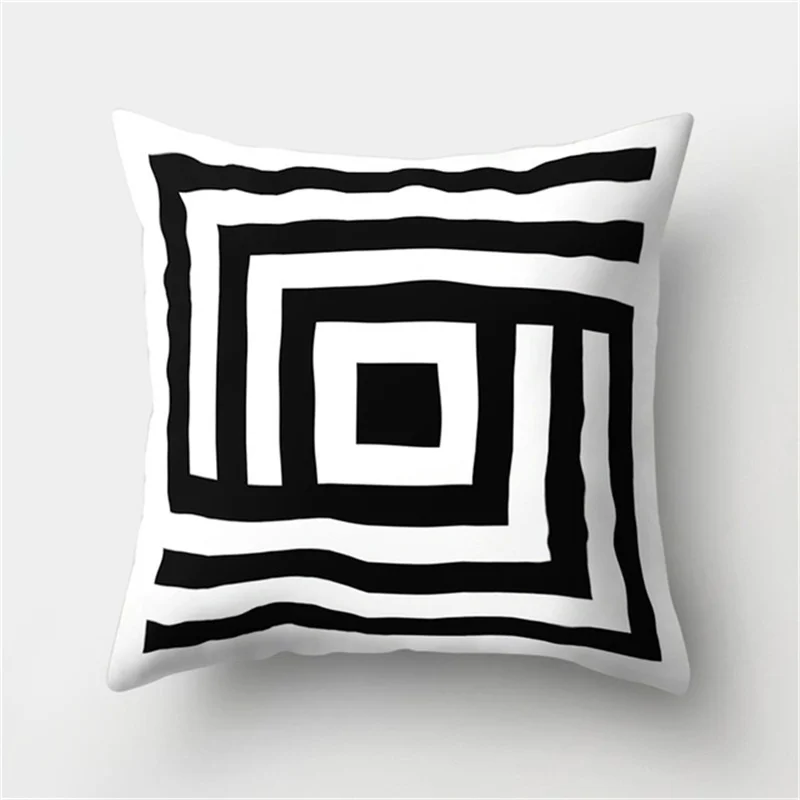 45x45cm black and white geometric pillowcase polyester cushion cover striped home living room sofa decorative