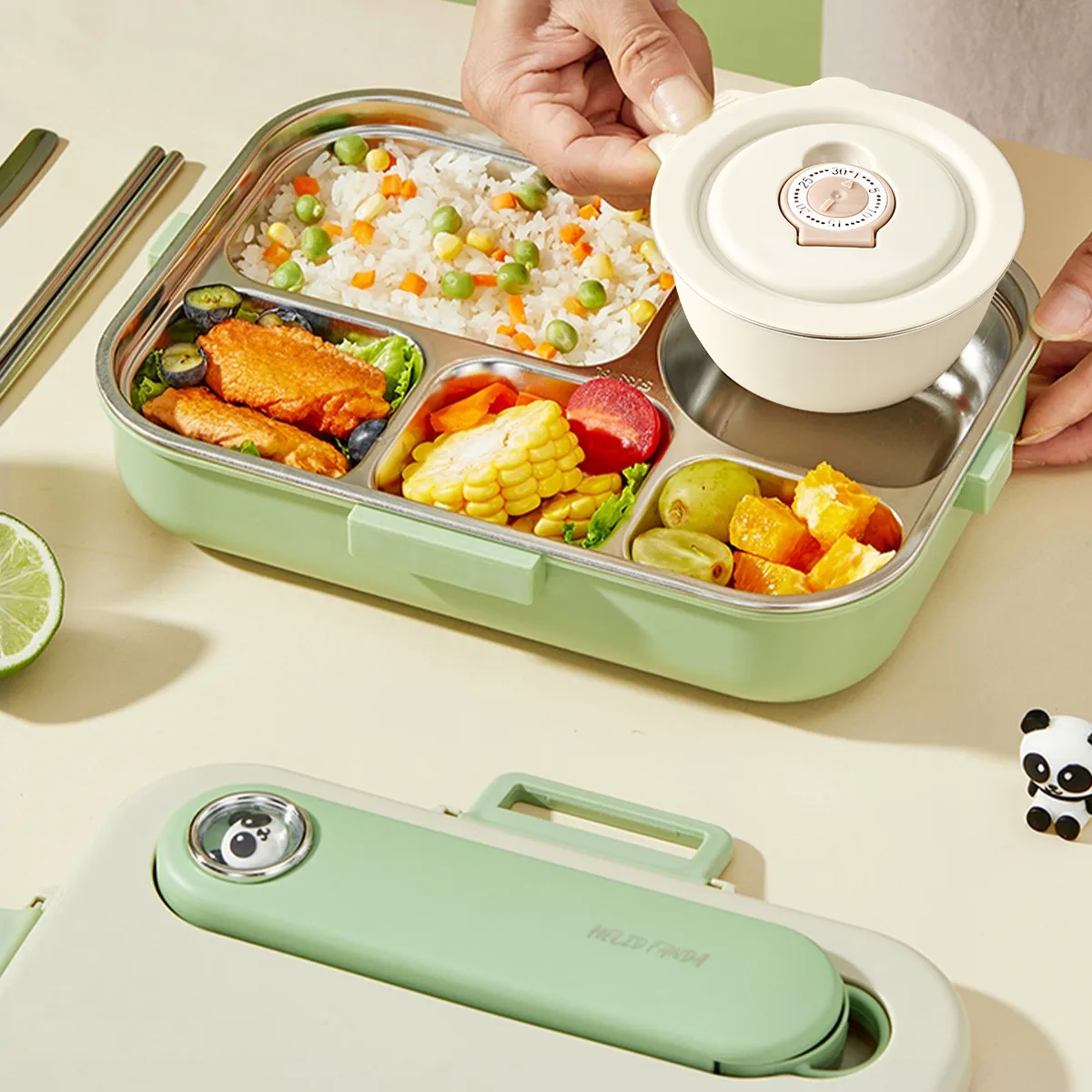 Portable Sealed 304 Stainless Steel Lunch Box Set Kids Students Large Capacity Lunch Container With Compartment Microwave Safe view 4