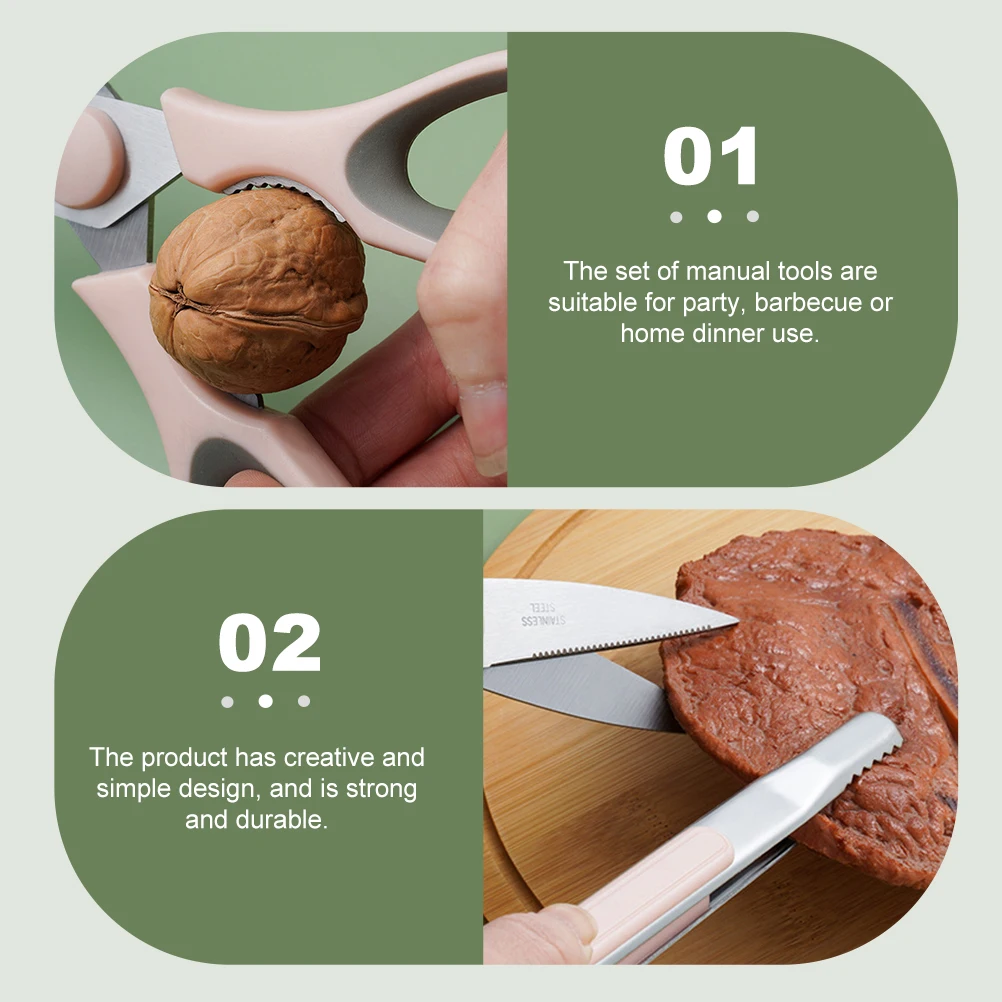 

1Set Practical Barbecue Scissor Tong Set Ergonomic Design Anti Slip Kitchen Bbq Scissor Kit Multi Functional Food Tongs