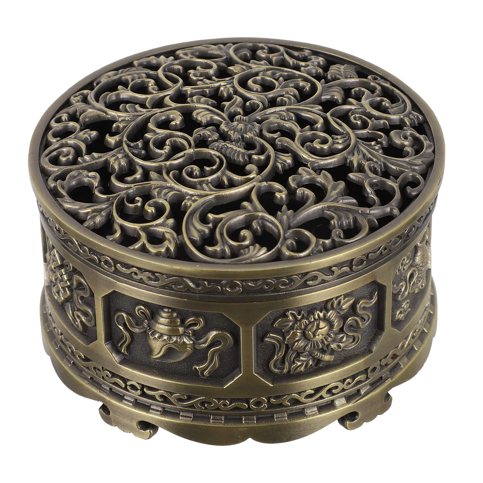 

Retro Style Zinc Alloy Censer Vintage Incense Burner Tea Ceremony Aroma Stove Household Decor Desktop Ornament Metal Charcoal