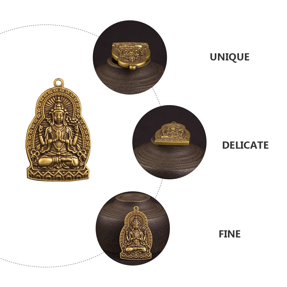 

4pcs Guan Yin Pendants Retro Brass Buddha Statue Keyring naments DIY Jewelry Decor Practical Durable Lightweight Portable
