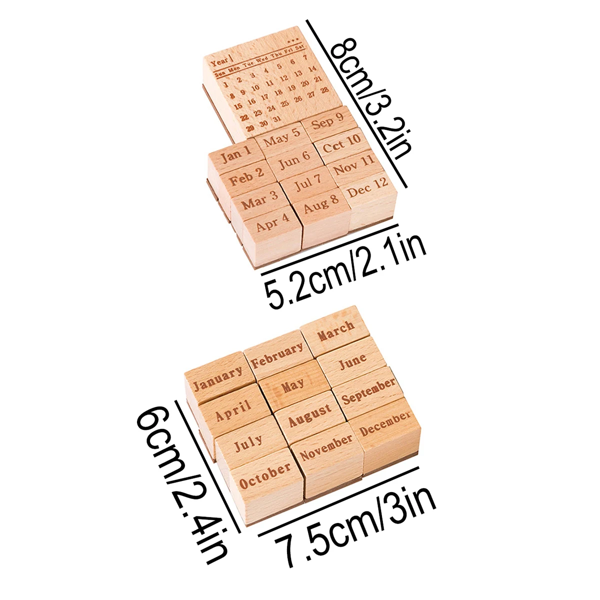 1 Box Of Wooden Stamps With Perpetual Calendar Designs,Time-themed Planner Stamps,Perfect For Stationery And Card Diy Decoration