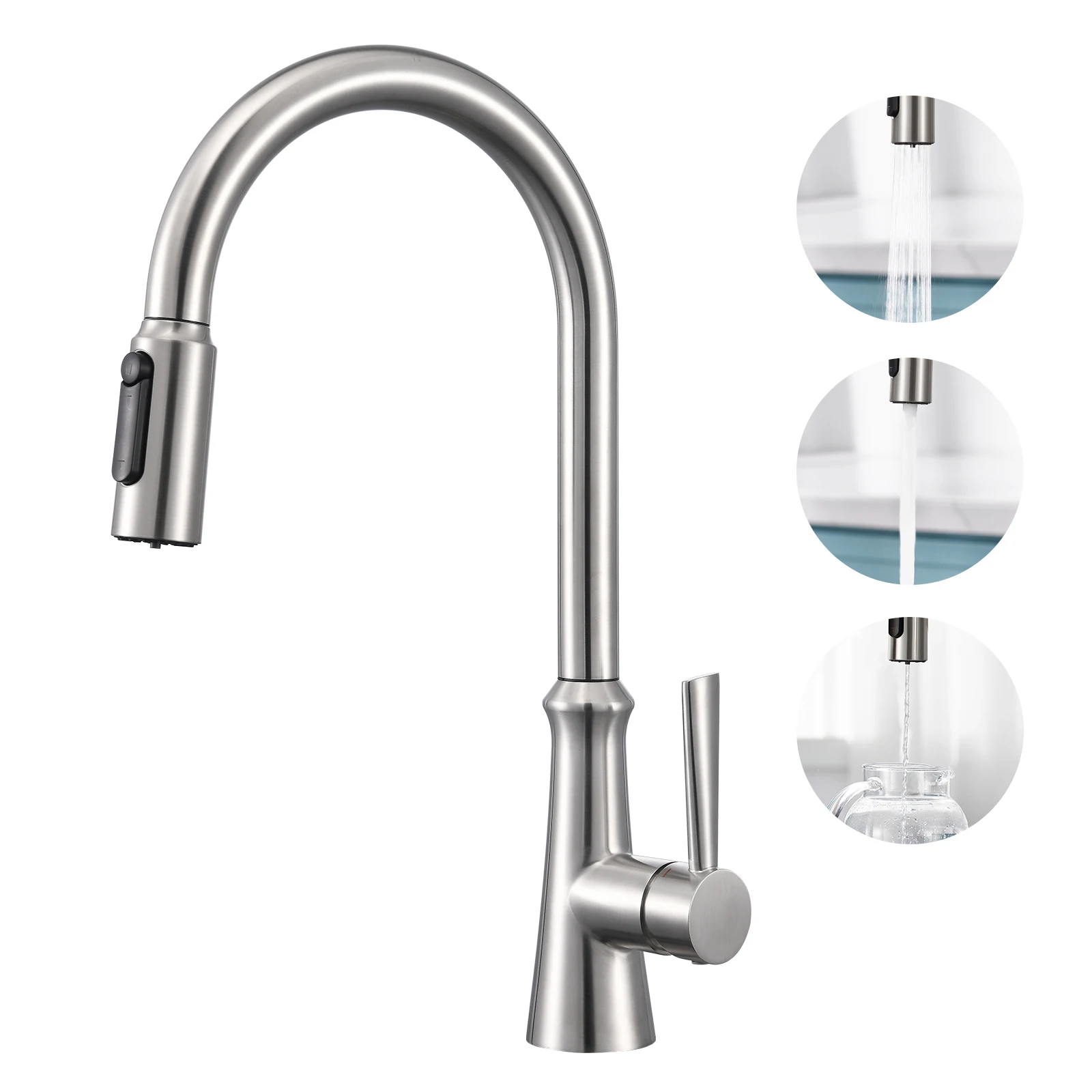 Factory Manufacturer Filter Faucet 304 Stainless Steel Pull Down 3 Way Kitchen Kitchen Faucet