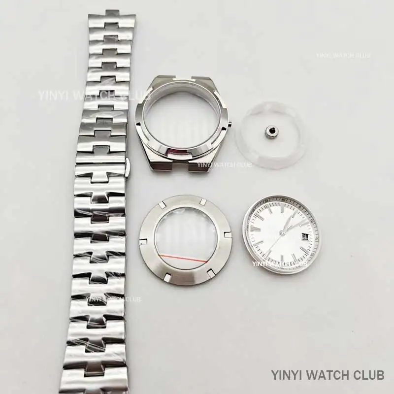 

41MM Watch Case Automatic Mechanical Sliver Watch Case with Surface for ETA2836 Miyota 8215 Mingzhu dg2813 Movements