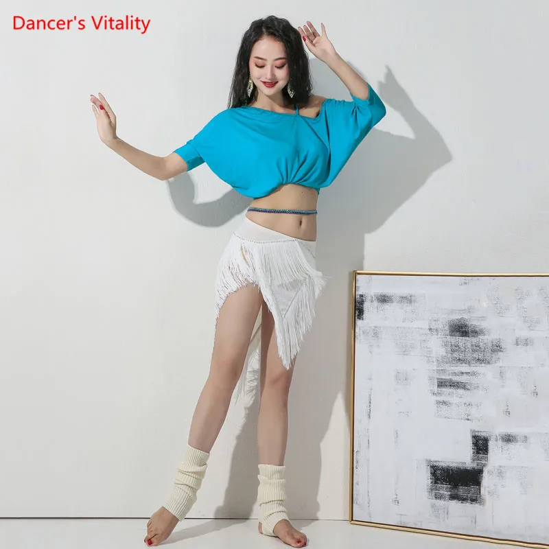 Belly Bance Suit Modal Top Short Sleeve Or Tassel Skirt Practice Clothes Female Temperament Performance Exercise Clothing