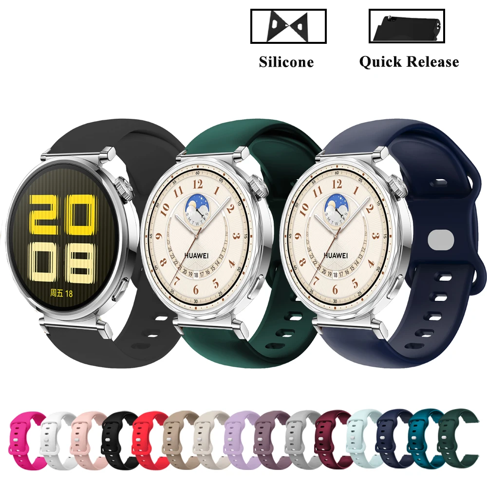 버터플라이 버클 실리콘 스트랩, 화웨이 워치 GT5 GT4 GT5 프로용 팔찌, 18mm 범용 밴드, 42mm, 41mm