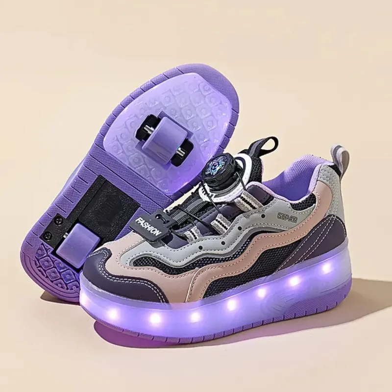 

New Kids LED Light Roller Skate Shoes Boy Girl 2 Wheel Deformation Parkour Detachable Skating Shoes Versatile Outdoor kids shoes