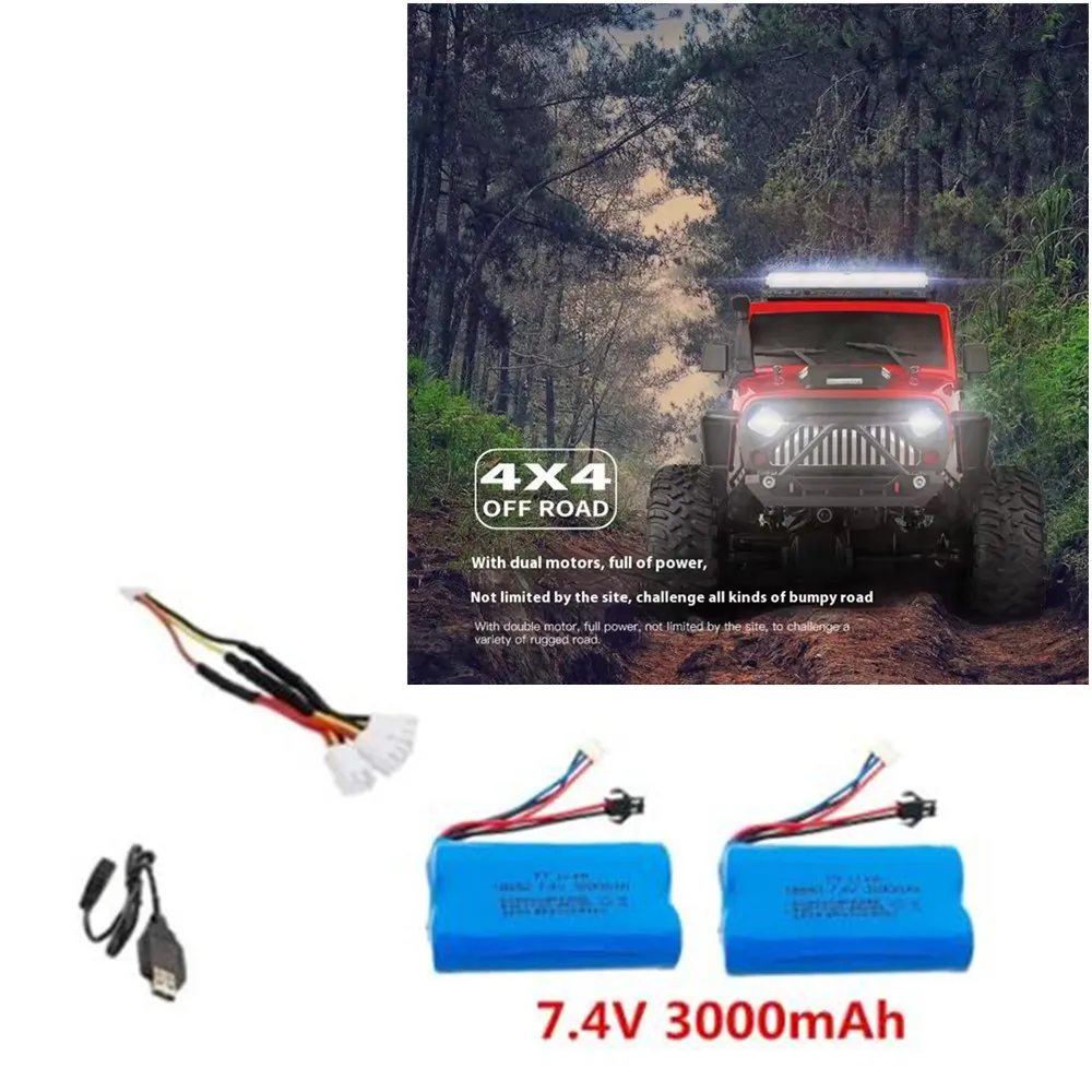 Upgrade 18650 7.4V 3000mAh Battery  / Charging Cable For : WLtoys 104310 104311 H101 18301/18302 18311 18312 18322 SM-2P Plug