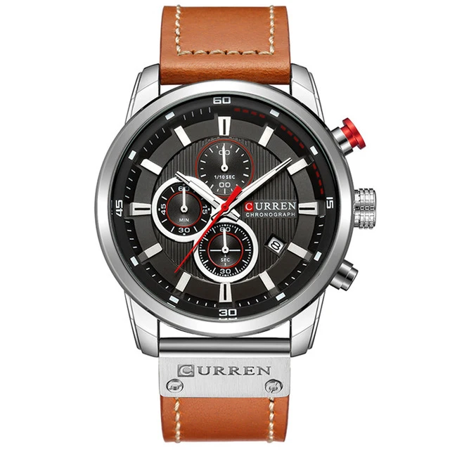 

Fashion Curren Top Brand Luxury Chronograph Gentleman Men's Casual Quartz Men Military Sports Leather Wrist Watch Male Relogio