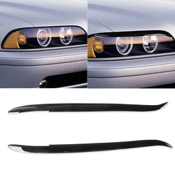 For BMW 5 Series E39 1995-2003 Glossy Piano Black Headlight Eyelid Eyebrow Trim Direct Replacement Car Accessories