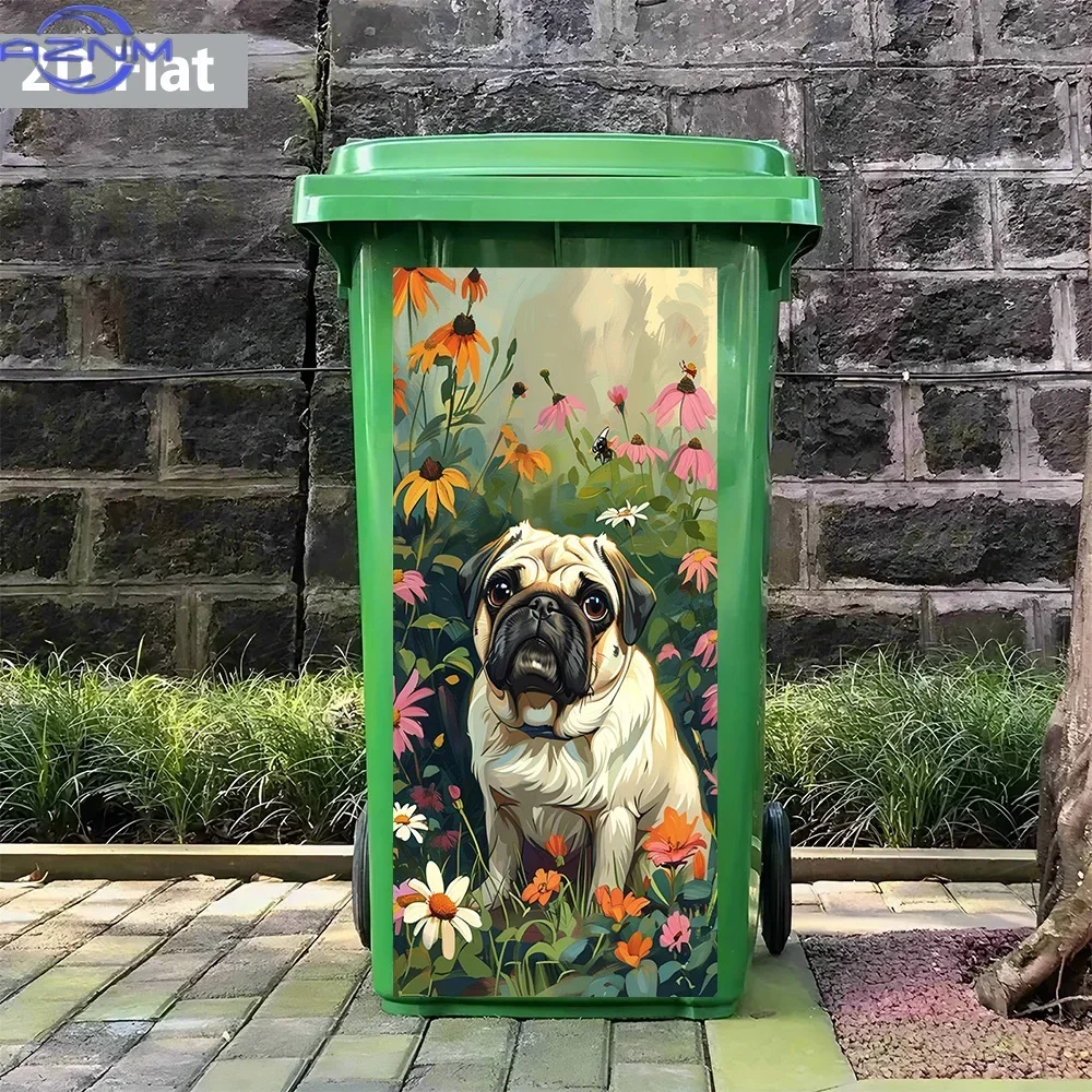 Trash Can Decor Art Sticker 2D Print Household Waste Bin Pattern Decal