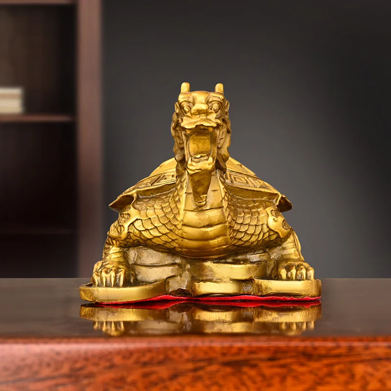 All Fu Shou Ornament Copper Head Longevity Auspicious Dragon Turtle Office Home Living