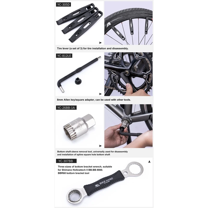 BIKE HAND Bicycle Repair Tools 20 In 1 Bike Multitool Kit For MTB Road Bikes Home Repair Set Tire Lever Chain Tools