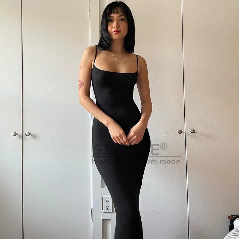 GIYSILE Satijnen Slip Mouwloze Backless Slanke Sexy Maxi Jurk 2023 Lente Vrouwen Party Beknopte Bodycon Elegante Jurken Vrouwelijke