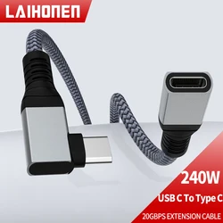 Elbow USB 3.2 Type C Extension Cable PD240w 20Gbps USB-C Extender Cable 4K@60Hz Audio Video Wire Cord For Macbook Pro Smart TV