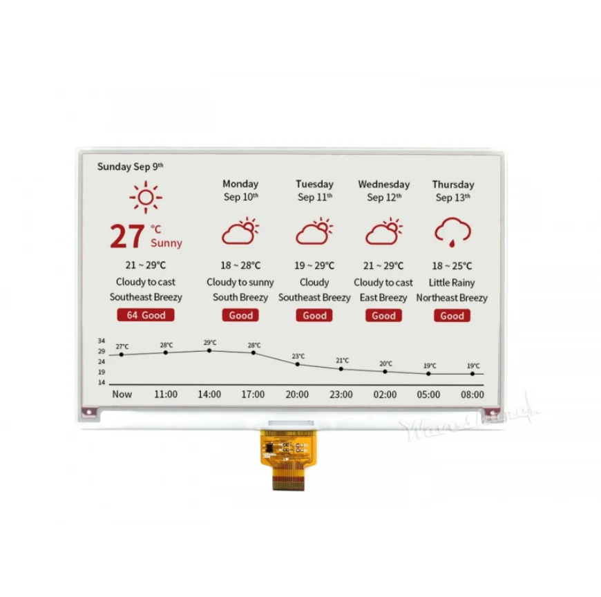 Imagem -03 - Polegadas E-ink Raw Display 800x480 E-paper Módulo Vermelho Preto Branco Três-cor Spi sem Luz de Fundo Ângulo de Visão Amplo Baixo Consumo 7.5