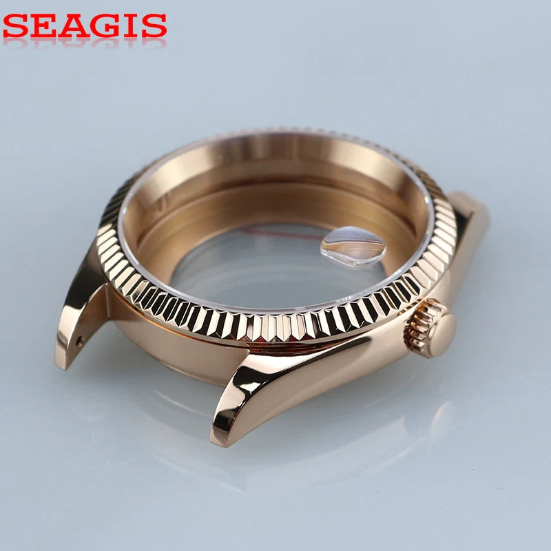 Cassa in acciaio inossidabile da 41 mm Vetro zaffiro con apertura della data dell'obiettivo convesso Misura il movimento NH35 Fondello trasparente