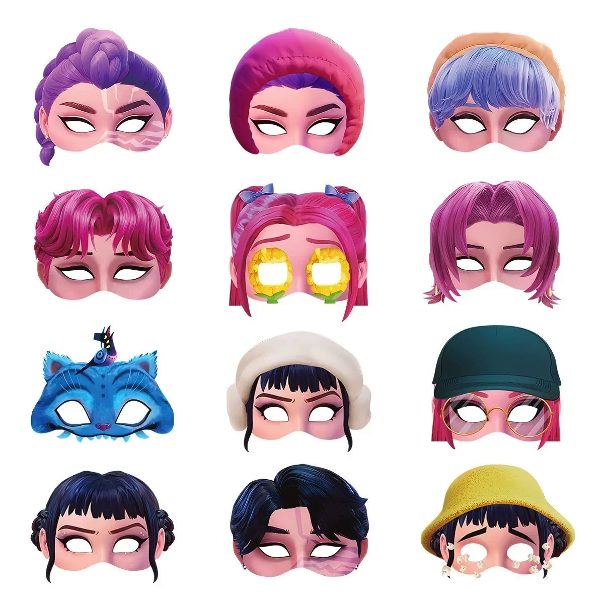 12pcs Kpop Demon Hunters Mask  Birthday Party Cosplay Party Photography Props Decorations Girls Boys  Halloween Party Gifts