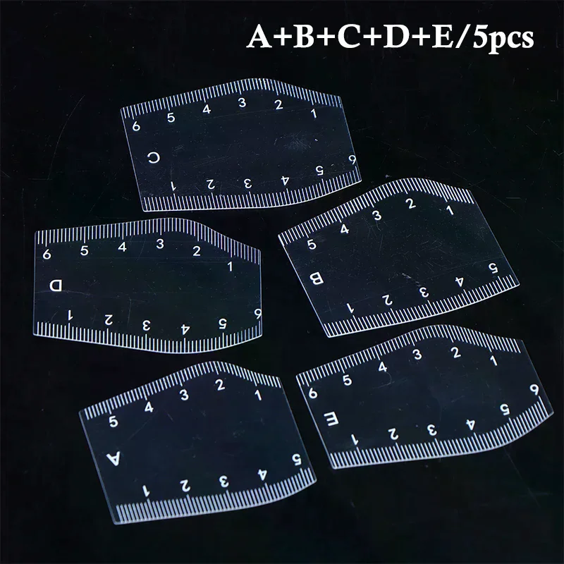 5pcs Brow Stencil Ruler Durable Portable Drawing Shaping Instant Shaper Eyebrow Design Gift