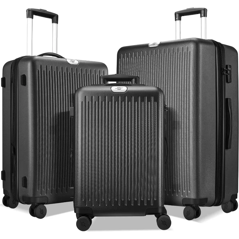 3 Piece Luggage Sets Expandable, Hardshell Travel Suitcase with Double Spinner Wheels and TSA Lock