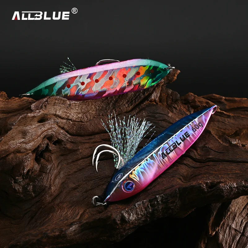 ALLBLUE SEABLUE Metal Slow Fishing Jig Cast Spoon 60G Artificial Bait Shore Casting Jigging Metal Bass Lure Tackle