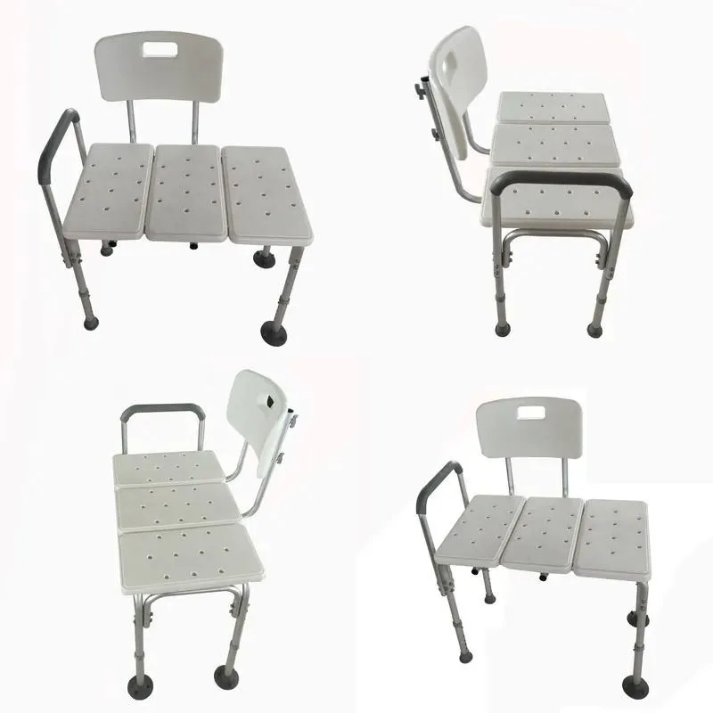 Heavy Duty Shower Chair with Armrests and Backrest Padded Bath Seat Portable Transfer Bench with Height Adjustment