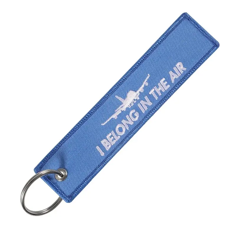 Aviation Gifts Key Chians I BELONG IN THE AIR Jewelry Embroidery Sky Blue Embroidery Key Ring Chain Luggage Tag Car Key Keychain