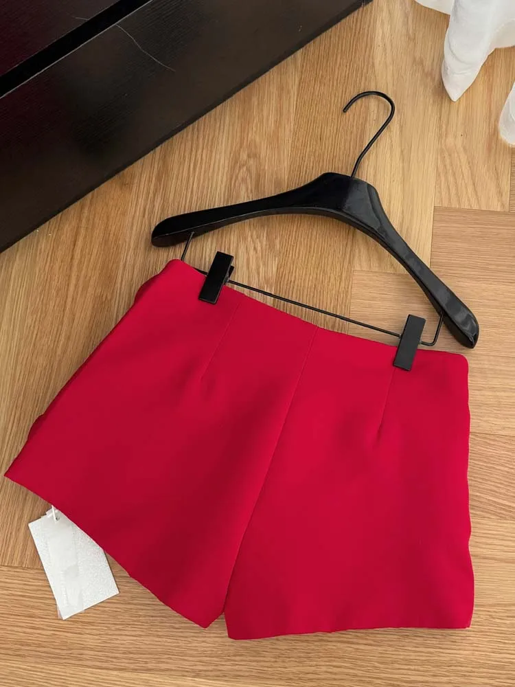 Women's Three-dimensional decoration floral shorts High street Red High waist mini skirt shorts Design 2024 Sexy INKEO 4B015