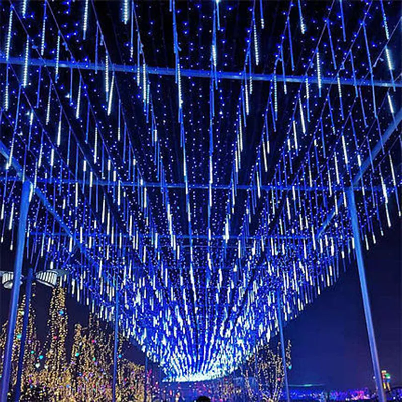 Cadena de luz LED de lluvia de meteoros, iluminación Solar impermeable para exteriores, Festival, proyecto de iluminación de calle, patio, árbol, luz decorativa colgante