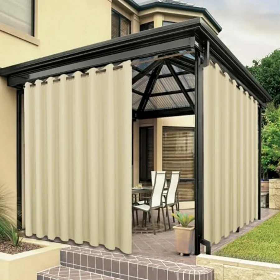 

Outdoor Waterproof Curtains for Patio Wide Grommet Light Filtering Outside Curtains for Gazebo, Porch, Pergola, Pavilion, 1 Pan