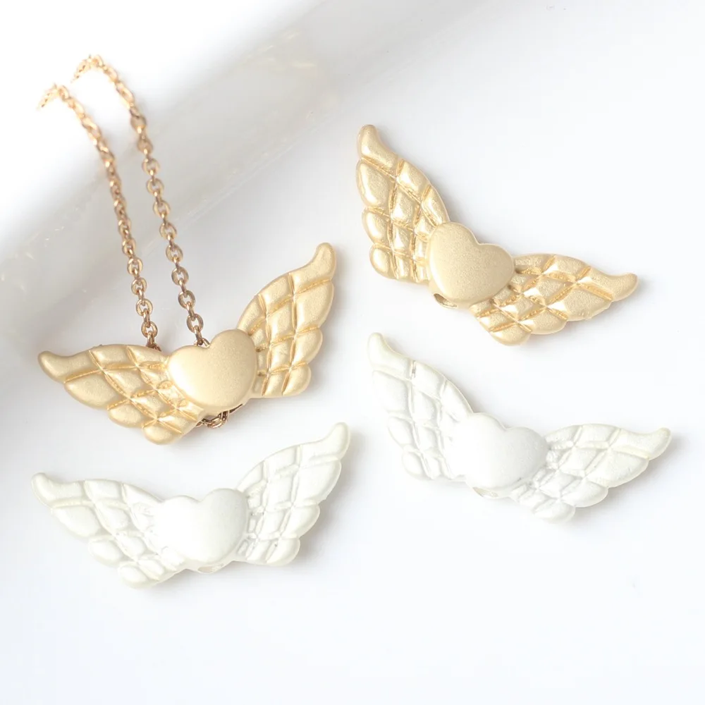 

10Pcs/pack Simple Alloy Angel heart Wings Loose Beads DIY Bracelets Necklaces Jewelry Accessories