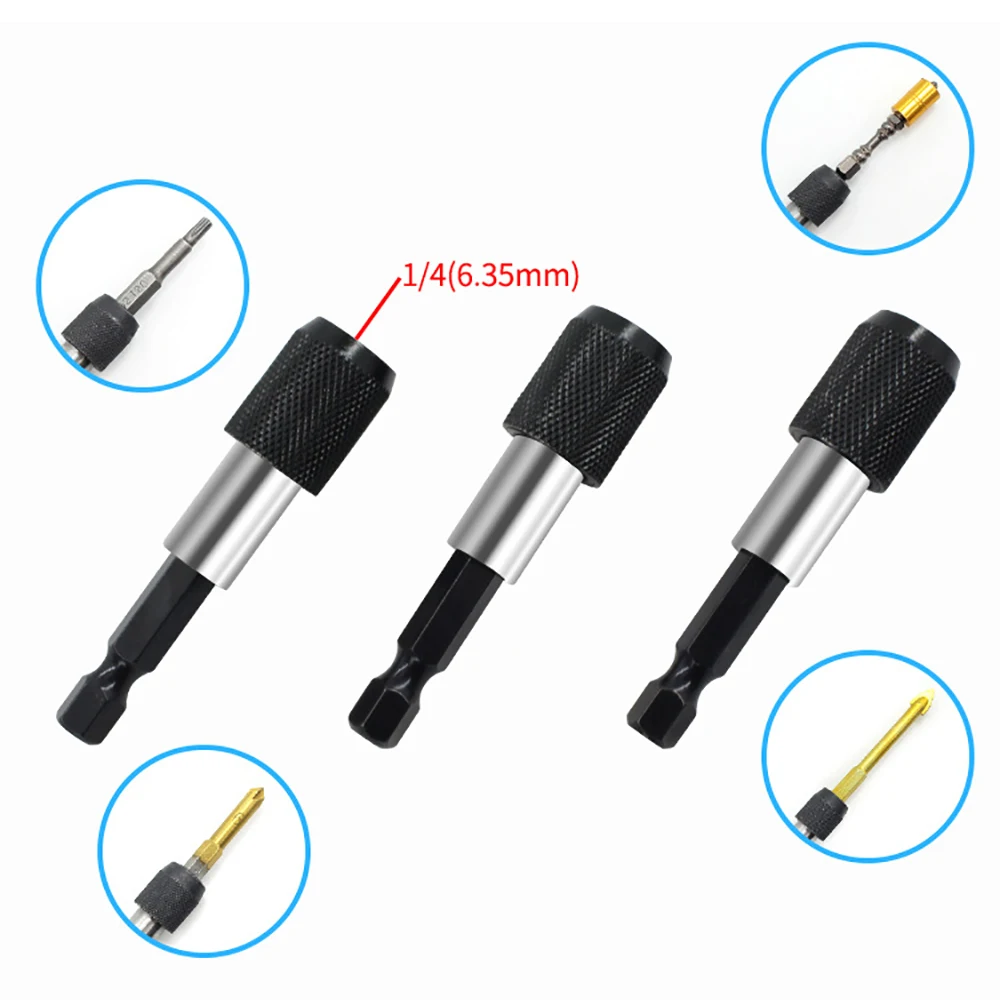 

Magnetic 1/4" 60mm Shank Screwdriver Bit Holder Quick Release Drill Conversion Electric Change Adapter Converter