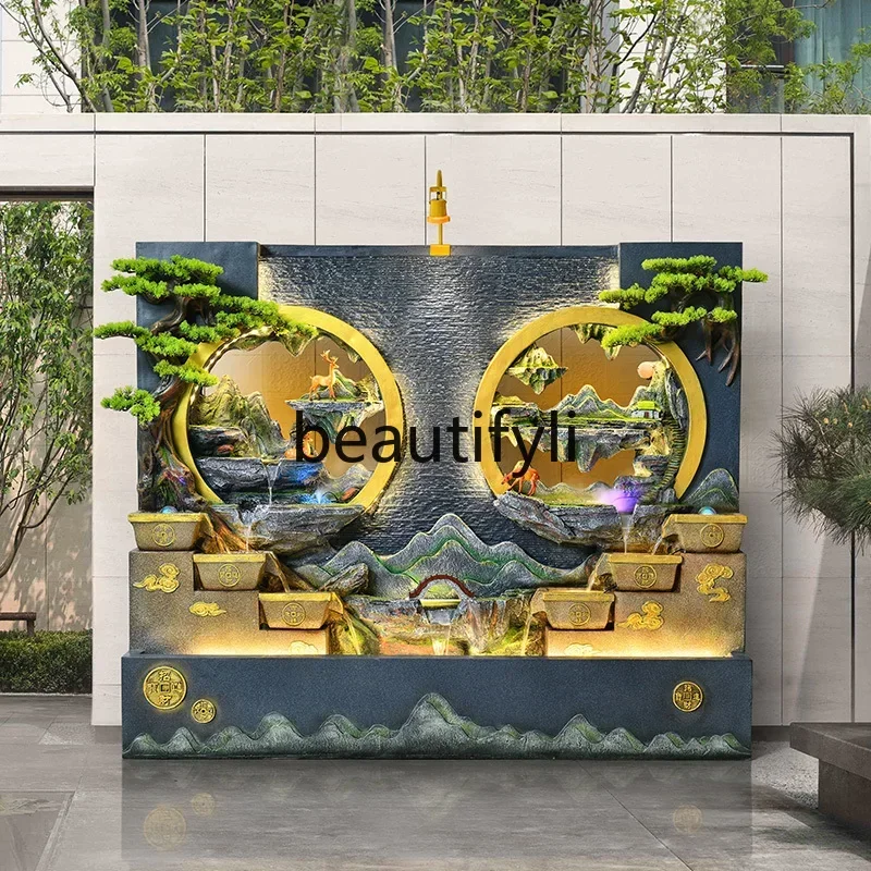 

SS Water curtain wall, flowing water ornament, community rockery decoration, rockery courtyard layout, yard landscaping