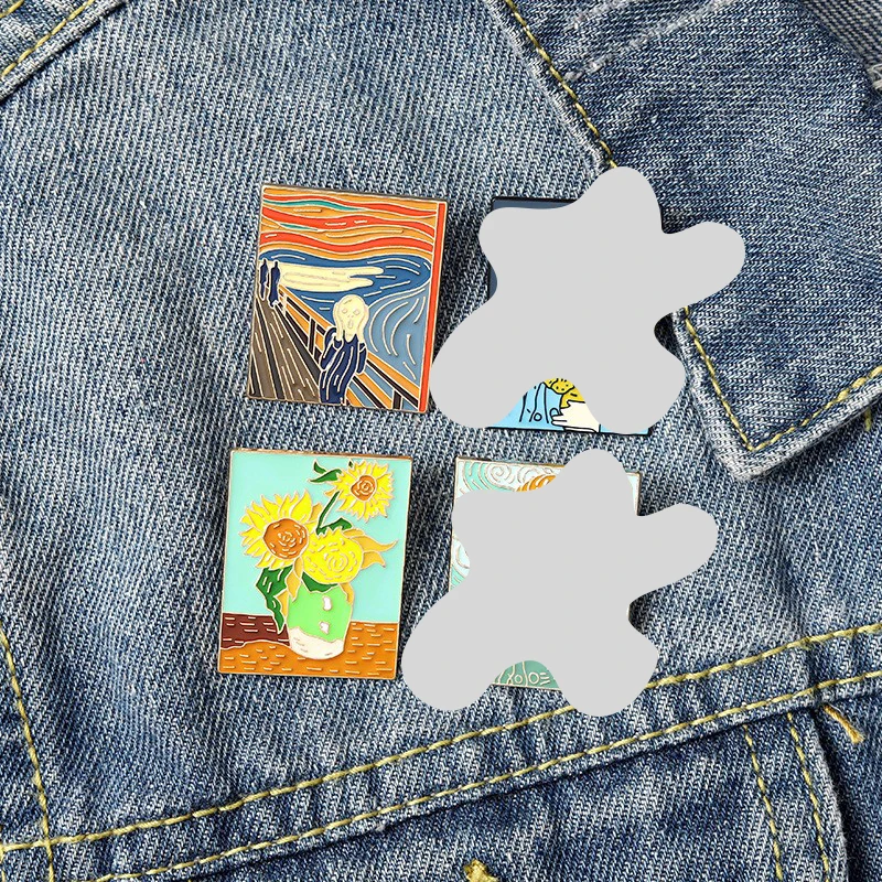 Van Gogh Oil Painting Brooch Van Gogh Brooch Galaxy Brooch Star Moon Sunflower Brooch Art Brooch Van Gogh Lapel Pin