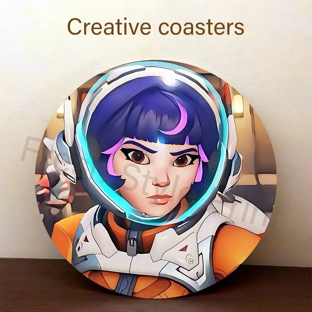 Game O-Overwatchs-S Juno Wooden Coasters  10cm Round Cosplay Fans Collect Friends Gifts - view 4