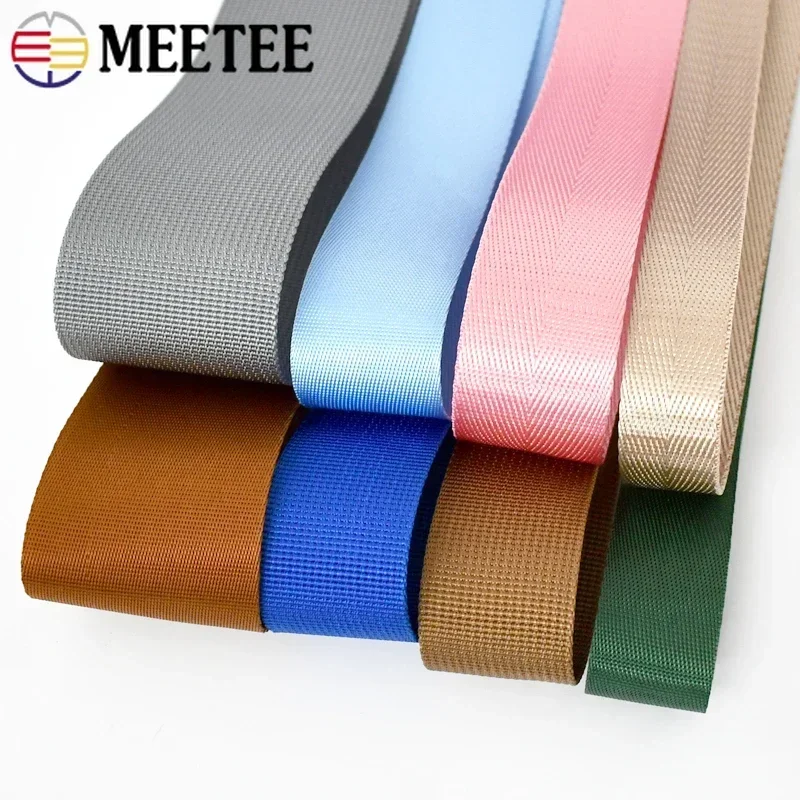 8M Meetee 20-50mm Nylon Webbing Band Bag Strap Pet Collar Ribbon Backpack Belt Clothes Decor Binding Tape DIY Sewing Accessory