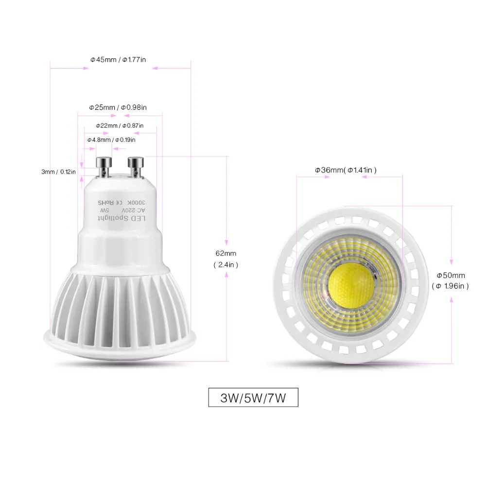 DC 12V 3W 5W 7W MR16 GU10 COB LED Spotlight Dimmable LED Bulb lamp Downlight Aluminum Cool Spot light Table Ceiling light 220V