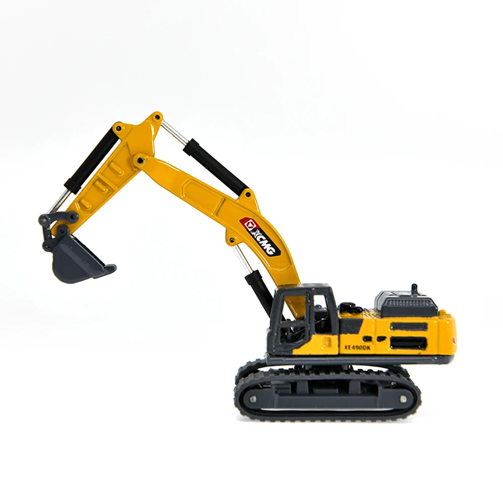 1:87 Mini Excavator Model Boom Arm and Bucket Cylinders can Move Digger Replica Yellow Zinc Alloy Collection Gifts Toys