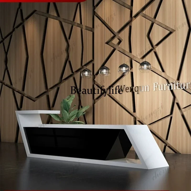 D80 Creative paint front desk Company consultation Welcome desk Special-shaped front desk Reception Cashier bar