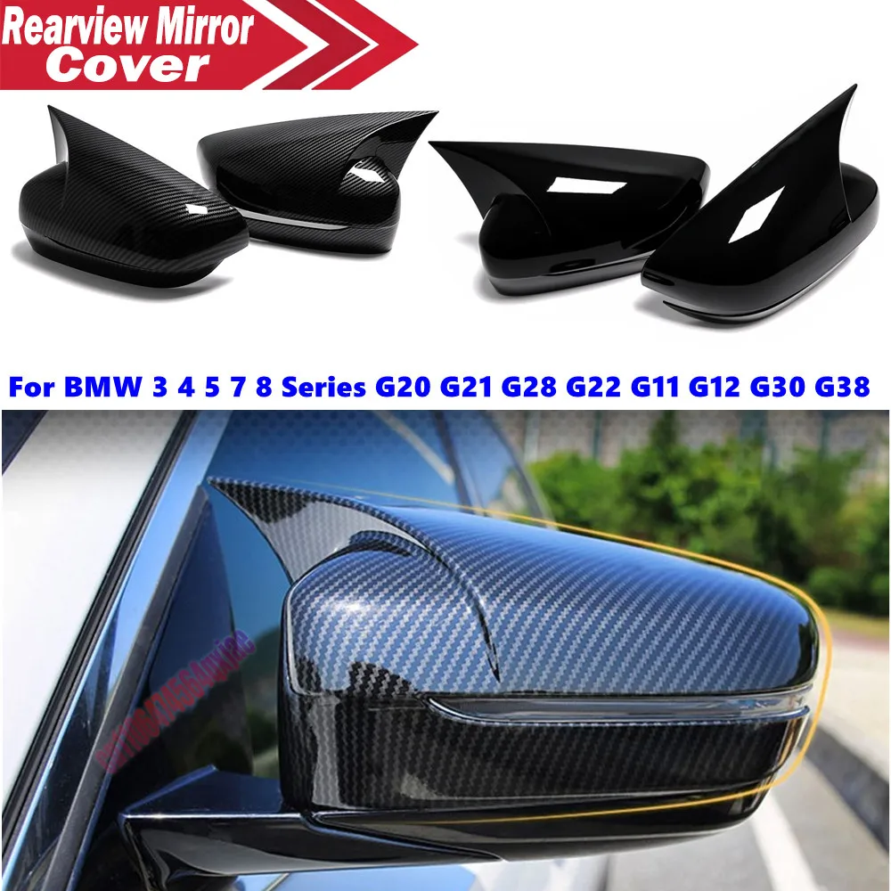 For LHD BMW 3 4 5 7 8 Series G20 G28 G22 G12 G30 2019-2023 ABS Side Mirror Cover Wing Cap Exterior Door Trim Adhesive Sticker