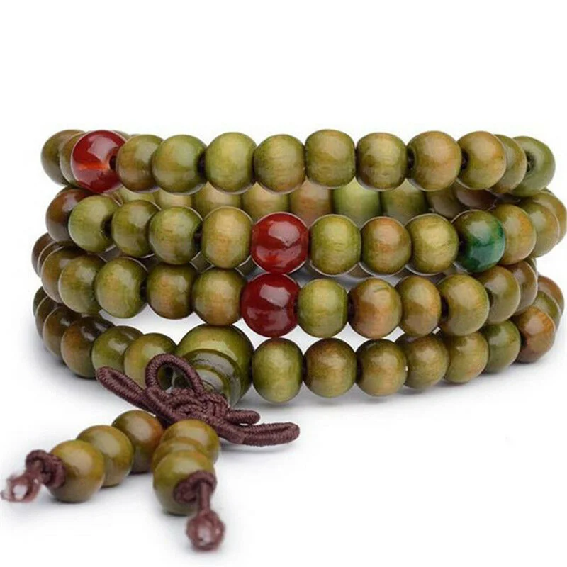 1PC 8mm Sandalwood Bracelets For Women Men 108 Beads Prayer Wood Bracelet Buddha Meditation Black Red Bead Bracelet Men Jewelry