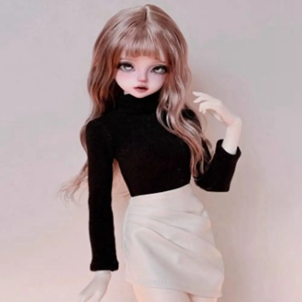 Codzienne bluzki z okrągłym dekoltem Eleganckie akcesoria DIY Spódnica ze skóry PU Śliczny mini sweter z dzianiny dla lalek 1/4 BJD 45 cm