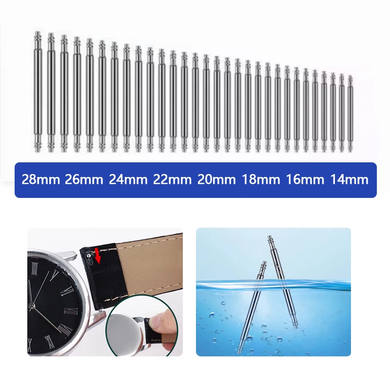 

20 spring bar pins for watch straps, 1.5mm diameter spring bars compatible with Seiko SKX007 SRPD cases in 18mm, 20mm, and 24mm