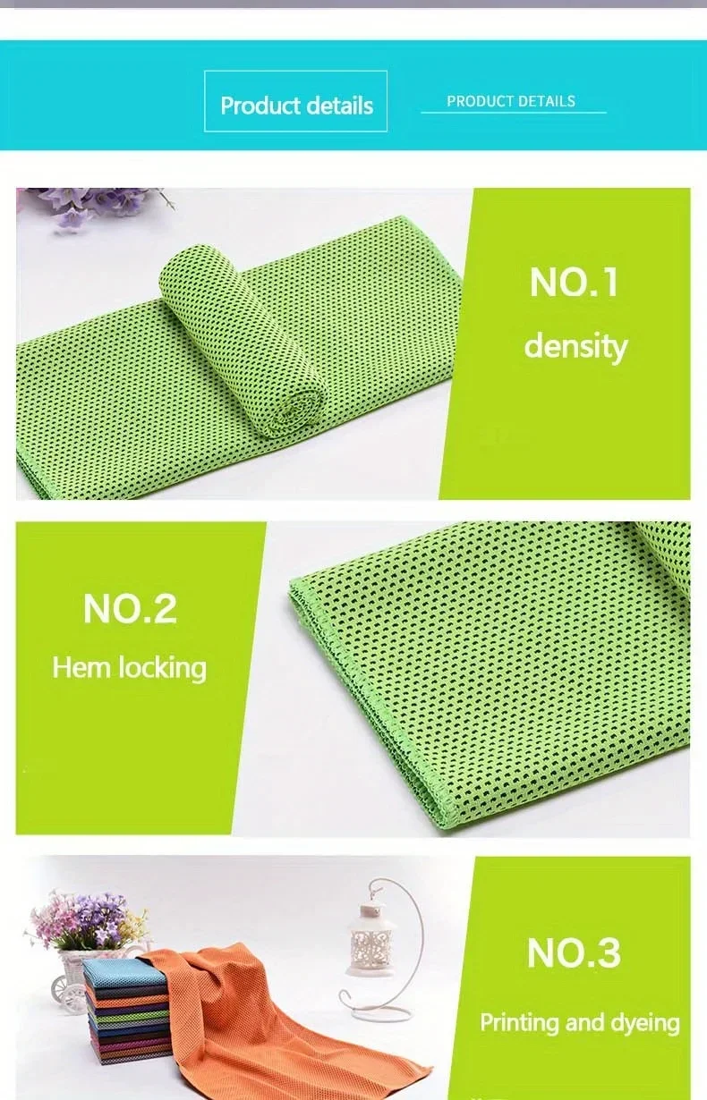 1-10 pcs Cooling Towel Instant Relief Microfiber Cool Towels Chilling Neck Wrap Ice Cold Rags Sports Fitness Camping Cycling