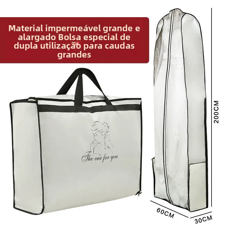 新しい防塵カバー-2メートル丈-ウェディングドレス-ガウン-ロングトレーン-高級-防水-ハンドヘルドボックス-2wayバッグ-ダストシールド