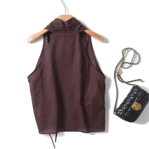 Imagen 2 del producto DiYiG mujer 2025 novedad de verano producto moda cuello colgante camiseta sin mangas única cuello redondo Top sin mangas Mujer