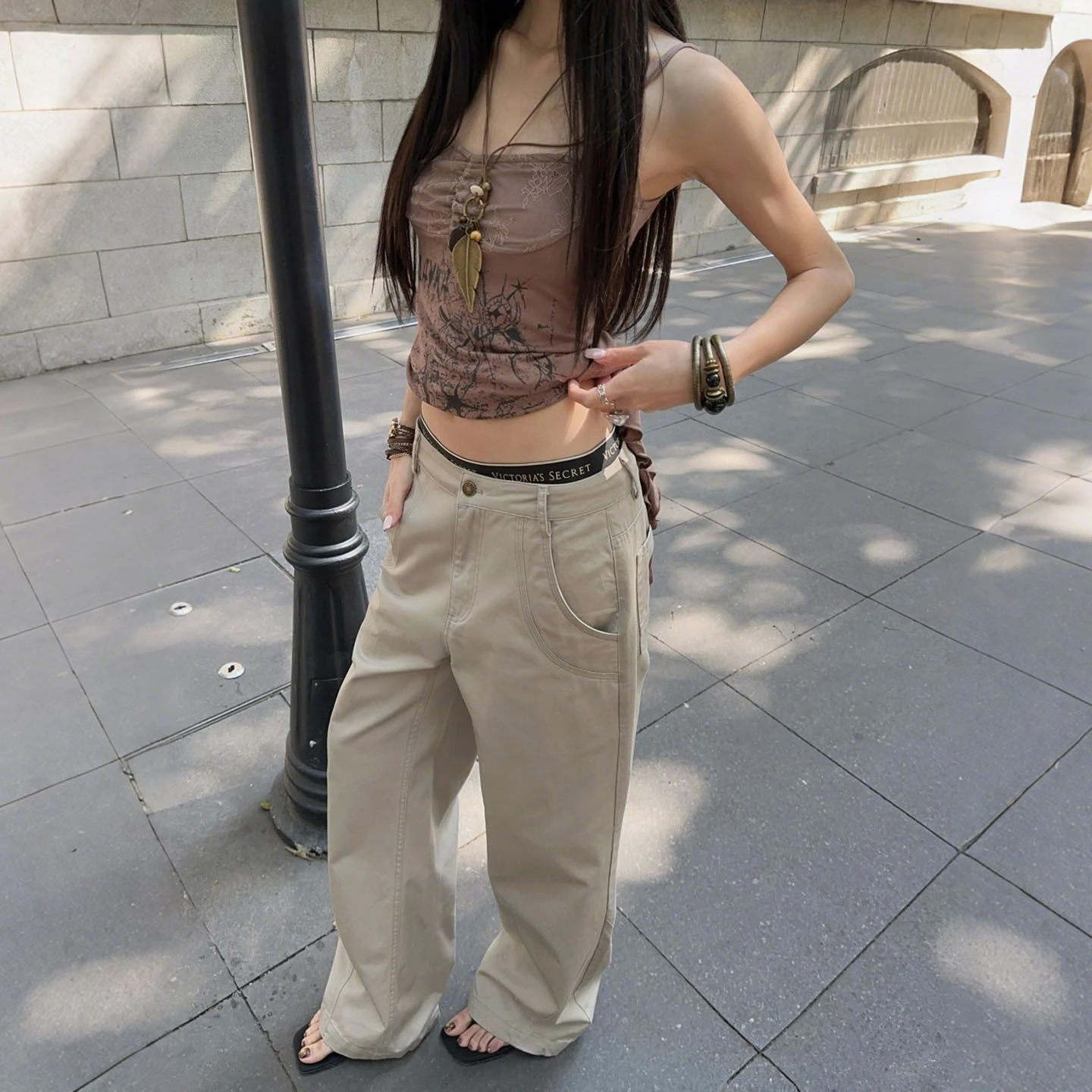 

ZHISILAO Новые женские джинсы-багги цвета хаки, винтажные, в стиле Y2K, повседневные, с высокой талией, свободные, из денима, уличная мода, весна 2026