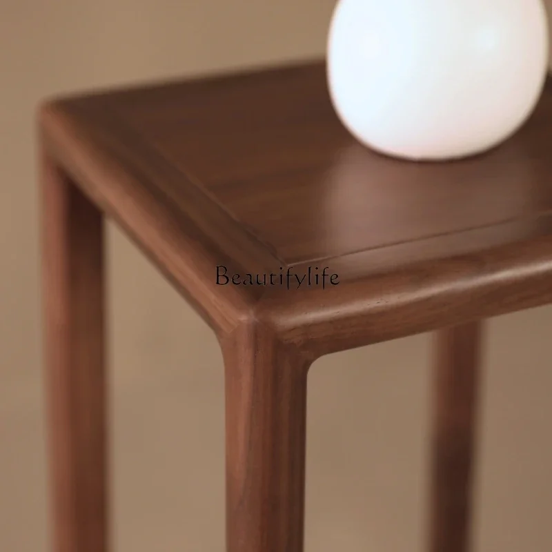 01 New Chinese Style Black Walnut Solid Wood Nordic Bonsai Stand Vase Shelf Flower Table Floor Stand